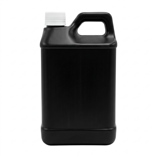 Bidón negro de 1 litro con tapa sobre fondo blanco